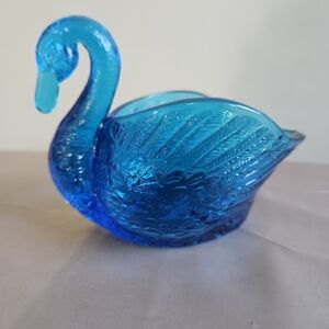 Turquoise Glass Swan Sculpture